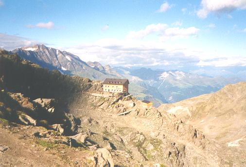 Blick vom Eisjöchl auf die Eisjöchlhütte