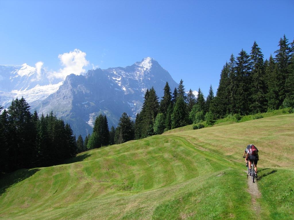 Abfahrt nach Grindelwald, hinten der Eiger